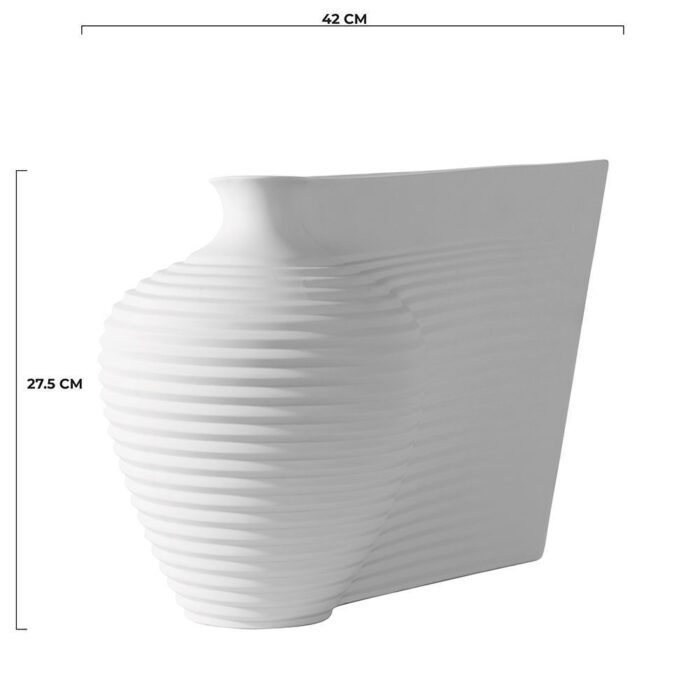 detalii dimensiuni Vaza alba din lut stil modern minimalist White Dune 42x20x27.5 cm brand ourplace