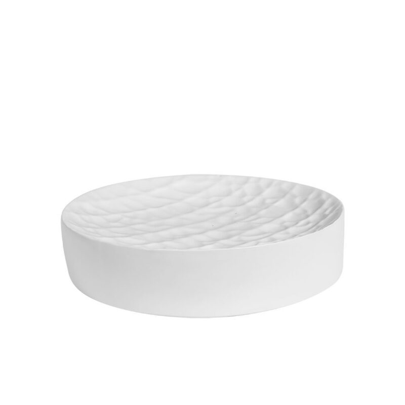platou decorativ alb minimalist pentru fructe cu formă rotundă și dimensiuni de 32.3x32.3x8 cm brand ourplace