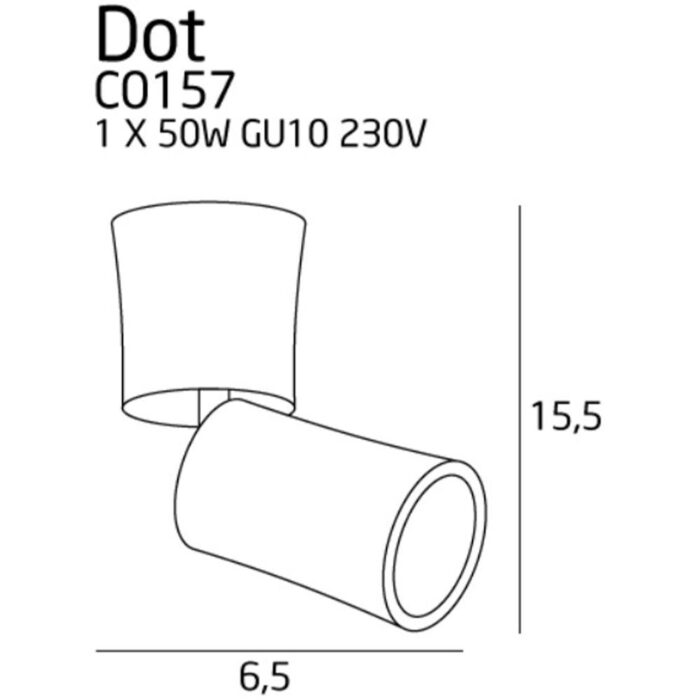 Eficienta consum_Plafoniera Maxlight  DOT  1 X 50W GU10  H: 15.5 cm, Ø: 6.5 cm_negru mat_metal