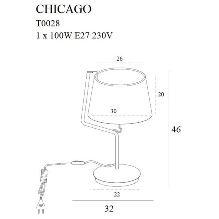 Lampă Maxlight CHICAGO 1 x 100W E27 , Alb,abajur Alb_T0028