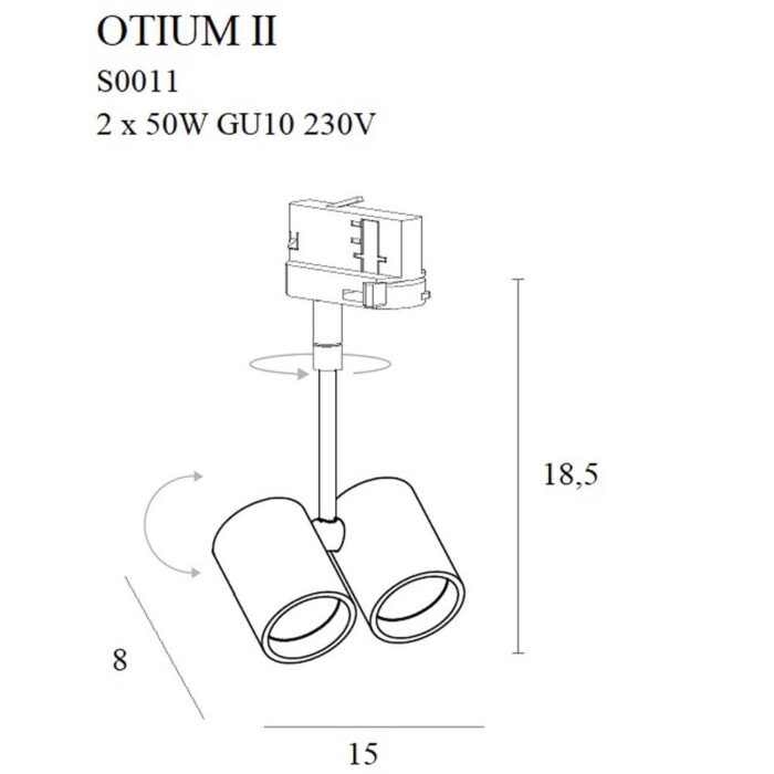 MAXLIGHT - Lampă pentru șină electrică Otium II MAX GU10, neagră_S0011_Metal