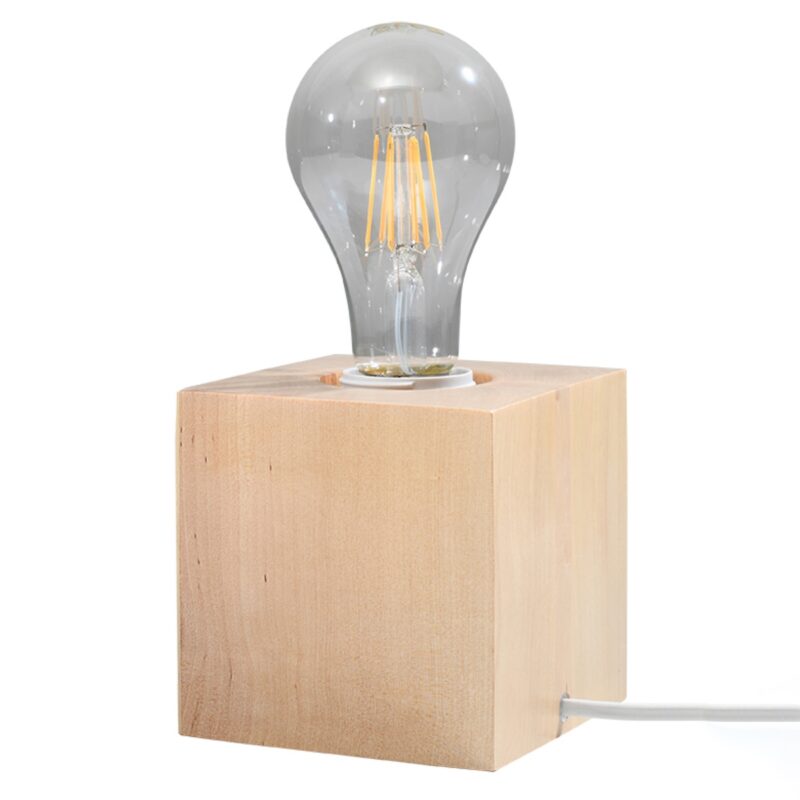 Lampă de birou Sollux colectia Ariz E27 10 x 10 x 10 cm, lemn natural_SL.0677