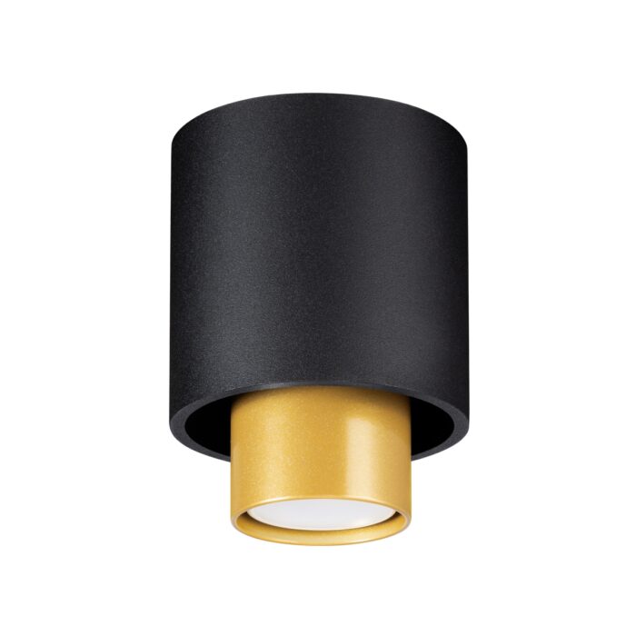 Plafonieră Sollux, colecția Nesi, GU10 1x40W,1x12W LED, 10/10/14 cm, culoare :negru, auriu_SL.0982