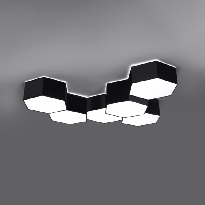 Plafonieră Sollux, colecția Sunde, E27 2x60W,2x15W LED, 30,5/26,5/15,5 cm, culoare :negru_SL.1061