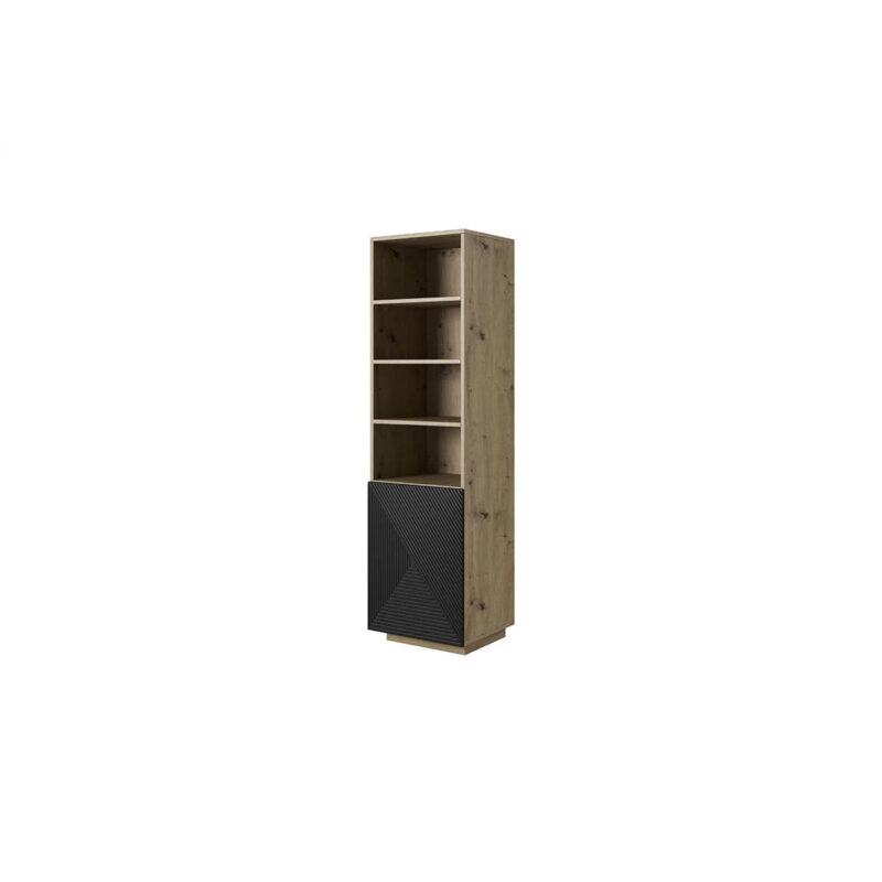 Bibliotecă Asha 50 cm - Stejar, Negru Mat