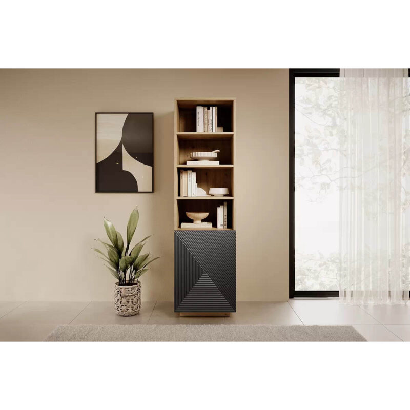 Bibliotecă Asha 50cm, Stejar, Rivier Stone Mat