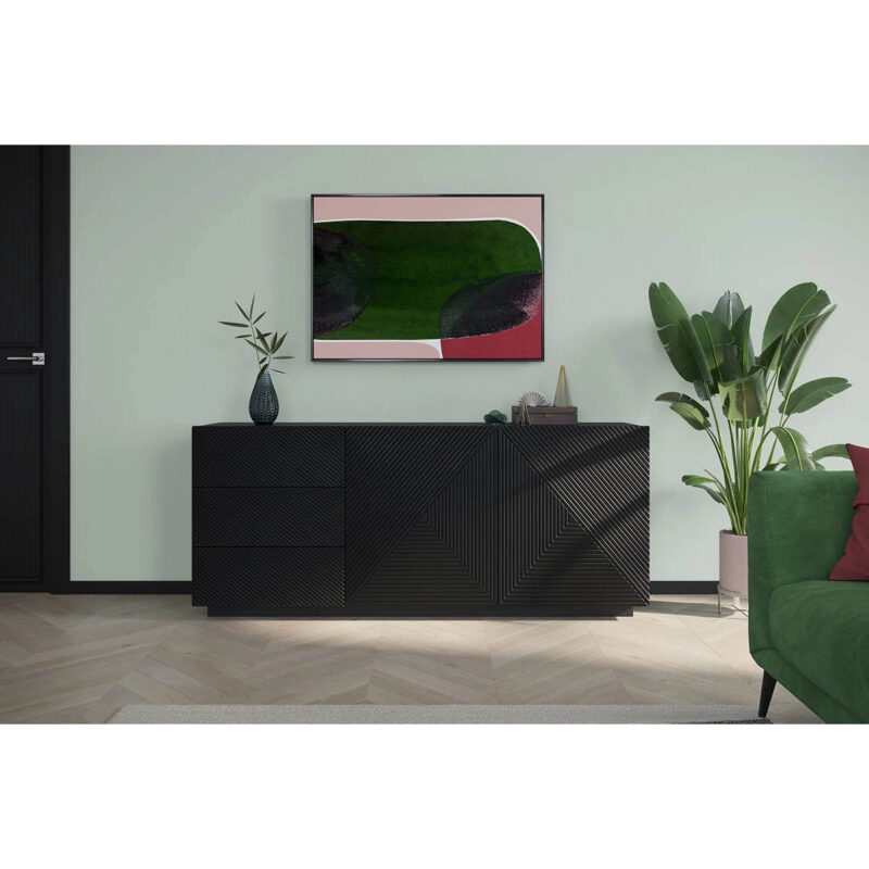Comodă Asha 167 cm Negru Mat