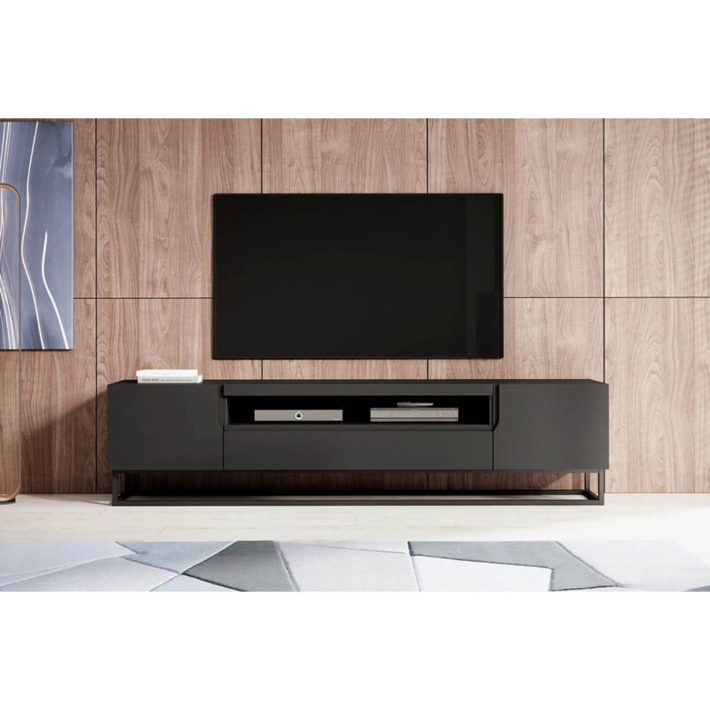 Comodă TV Loftia 200 cm - Bază Metalică Negru Mat